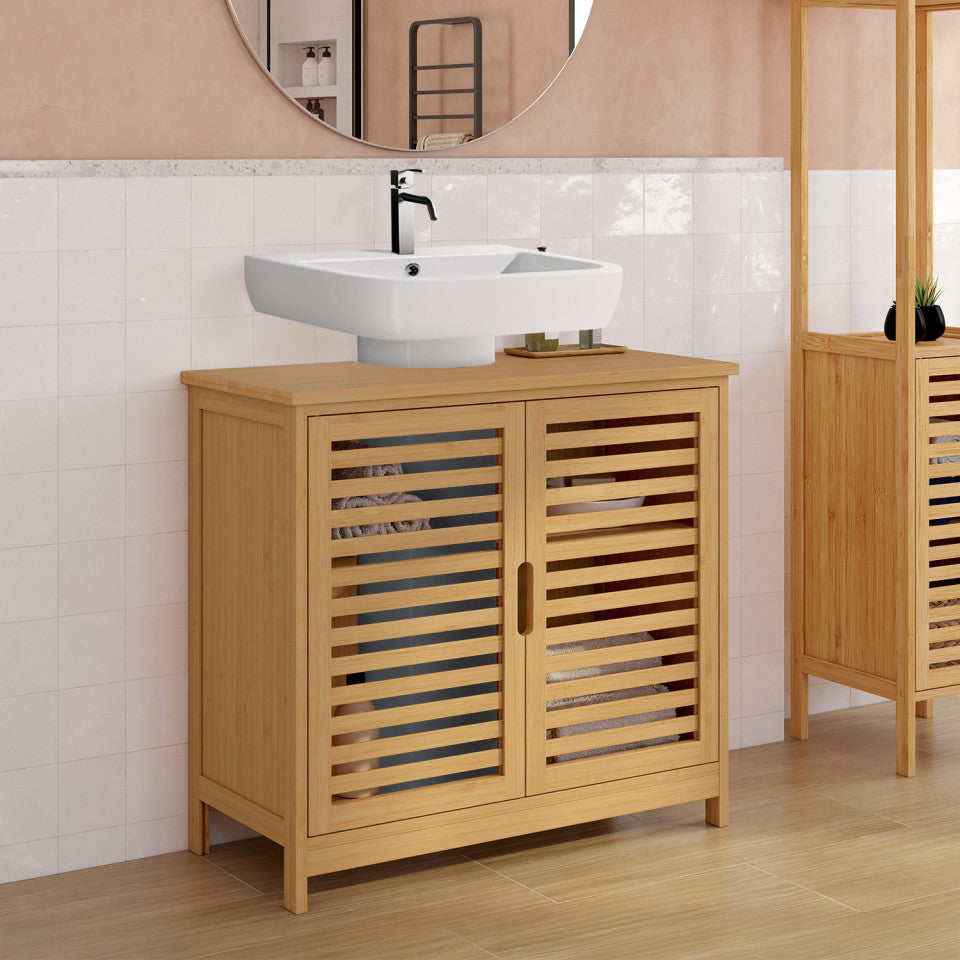 Meuble sous vasque Maya bambou 2 portes