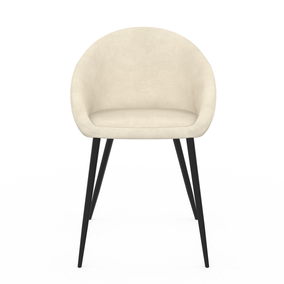 Chaises Dory en velours crème et pieds métal noirs - lot de 4