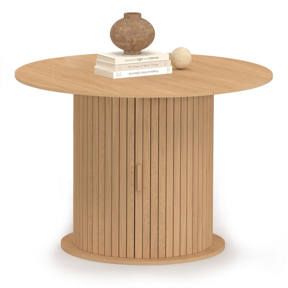 Table à manger ronde extensible Albane Ø110-150cm avec rangement
