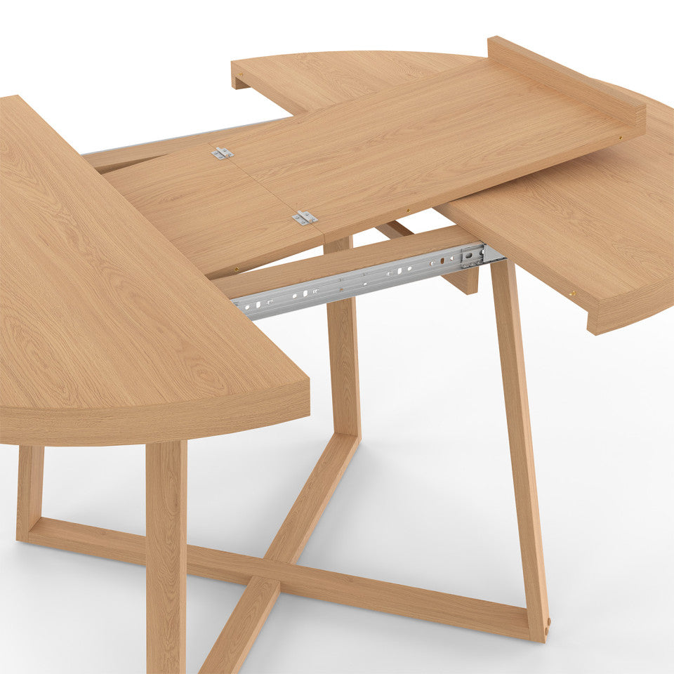 Table repas Sana plateau extensible 110-150 rond et pieds bois