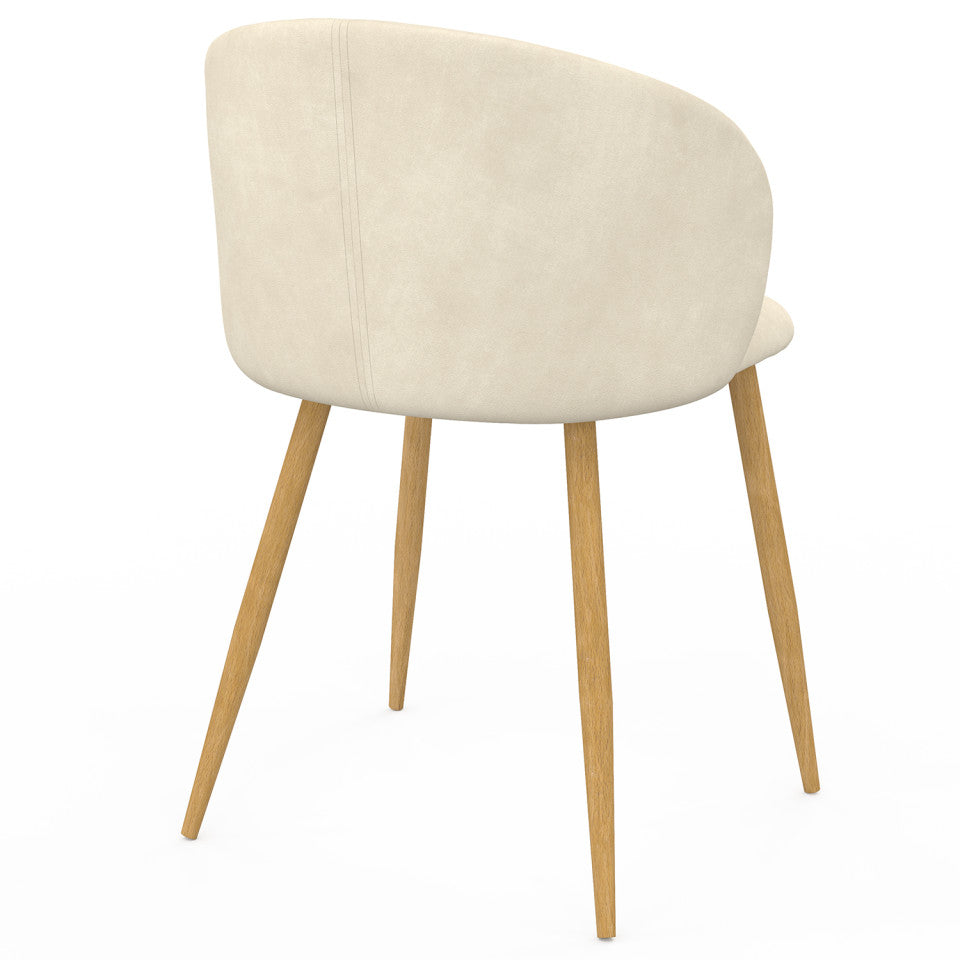 Chaises Léona velours crème et pieds métal bois - lot de 4