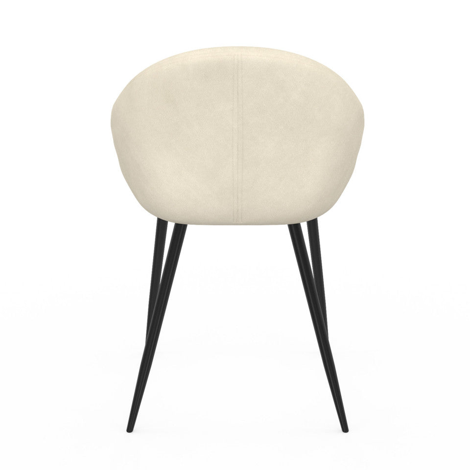 Chaises Dory en velours crème et pieds métal noirs - lot de 4