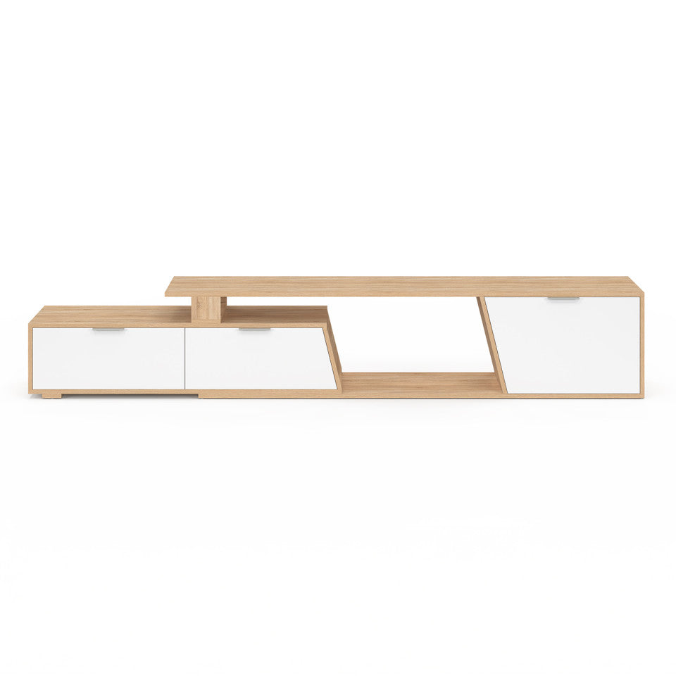 Meuble TV extensible Livona bois et blanc L180-270cm