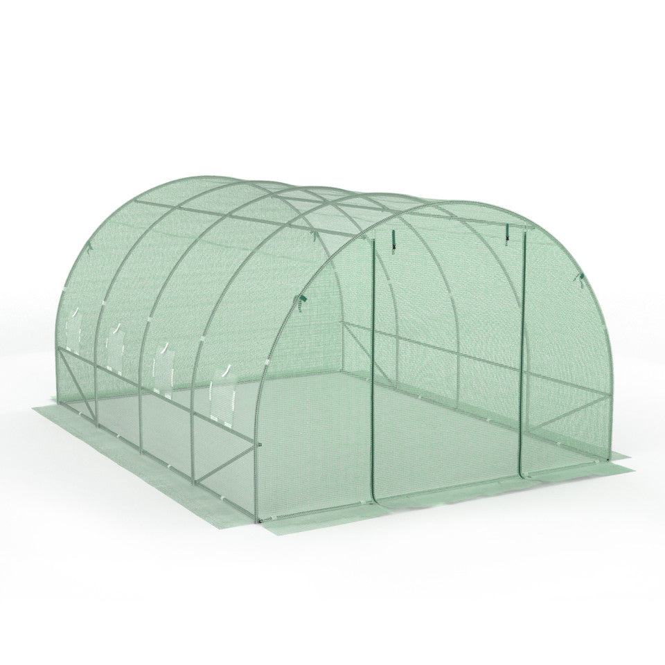 Serre tunnel de jardin 12m² verte bâche renforcée 130 gr/m² - Gamme toutes saisons
