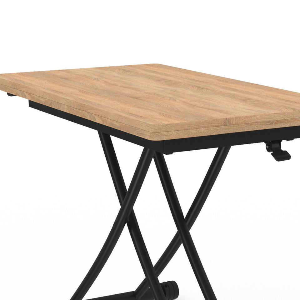 Table repas 2 en 1 Tribeca hauteur ajustable bois et noir