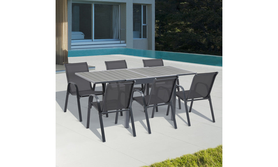Table de jardin extensible en polywood 90-180cm gris anthracite