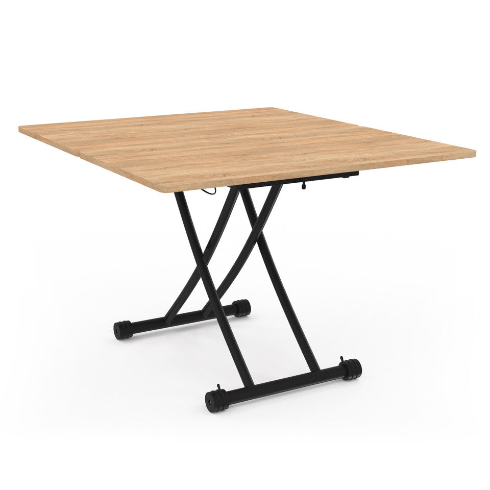 Table repas 2 en 1 Tribeca hauteur ajustable bois et noir