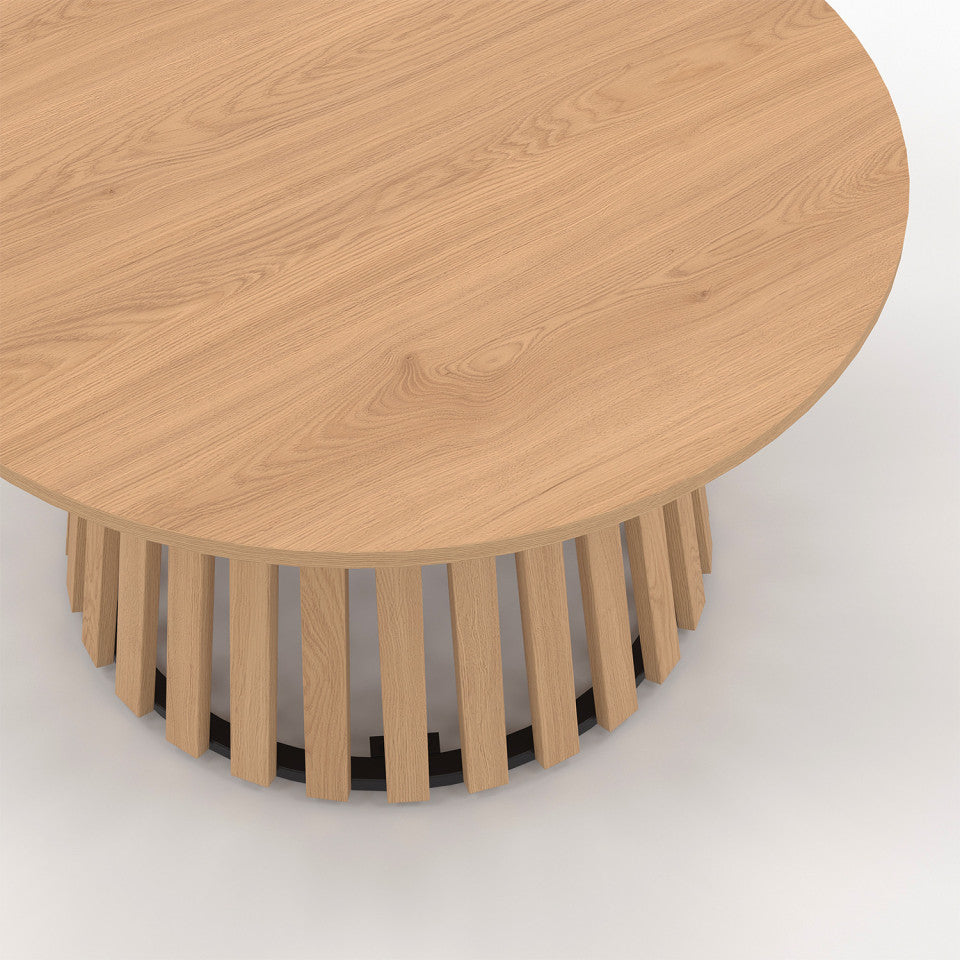 Table basse ronde Camélia pieds lattes Ø70cm