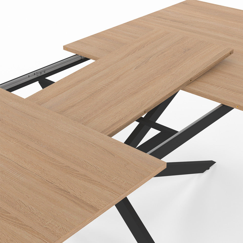 Table repas Spider plateau extensible 120-160cm et pieds croisés noirs