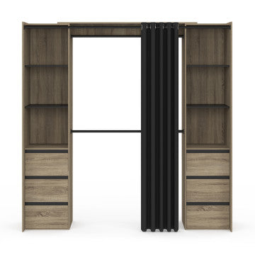 Dressing Justine extensible 120-180cm 6 tiroirs effet bois