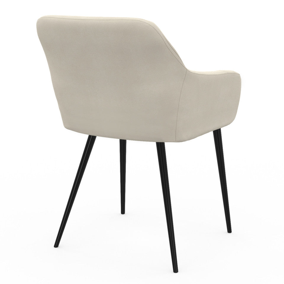 Chaises avec accoudoirs Ariana en velours crème et pieds métal - lot de 2