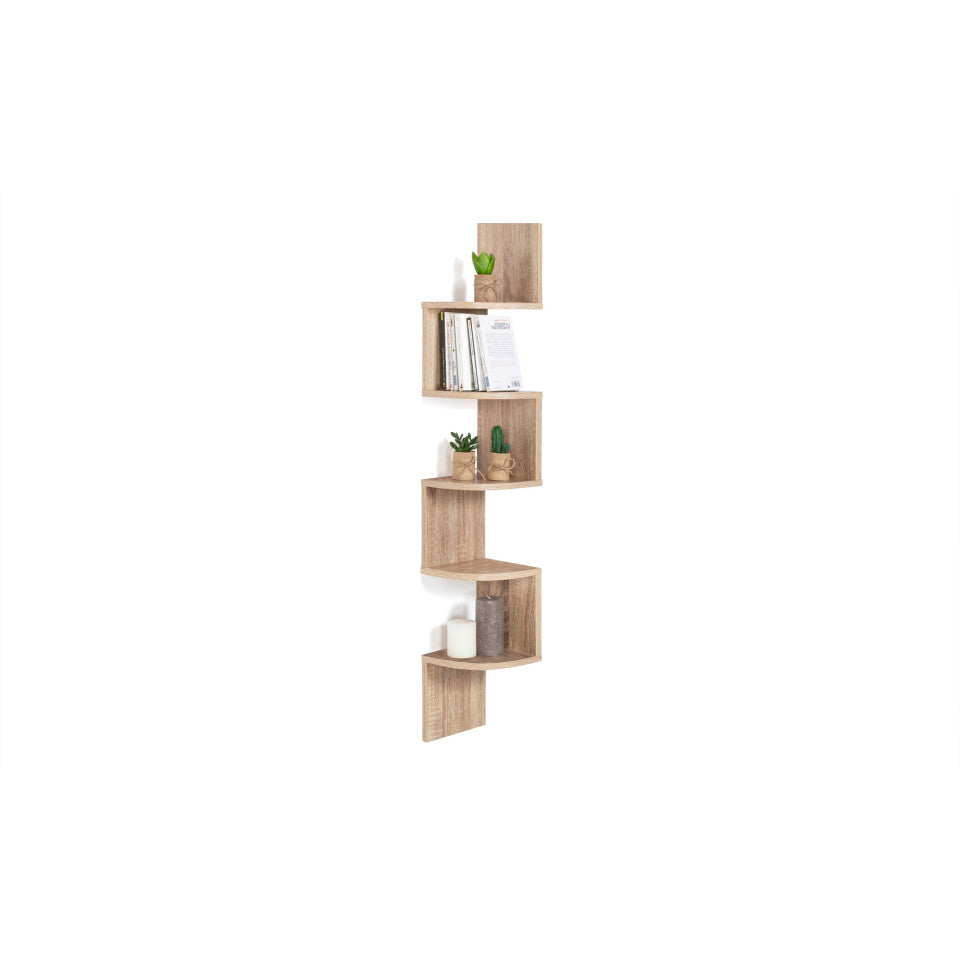 Etagère murale d'angle avec niches Hêtre  120cm