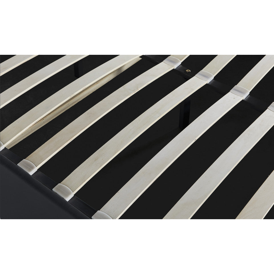 Lit coffre Hanna en PVC noir avec sommier et tête de lit 140x190cm