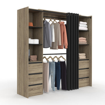 Dressing Justine extensible 120-180cm 6 tiroirs effet bois