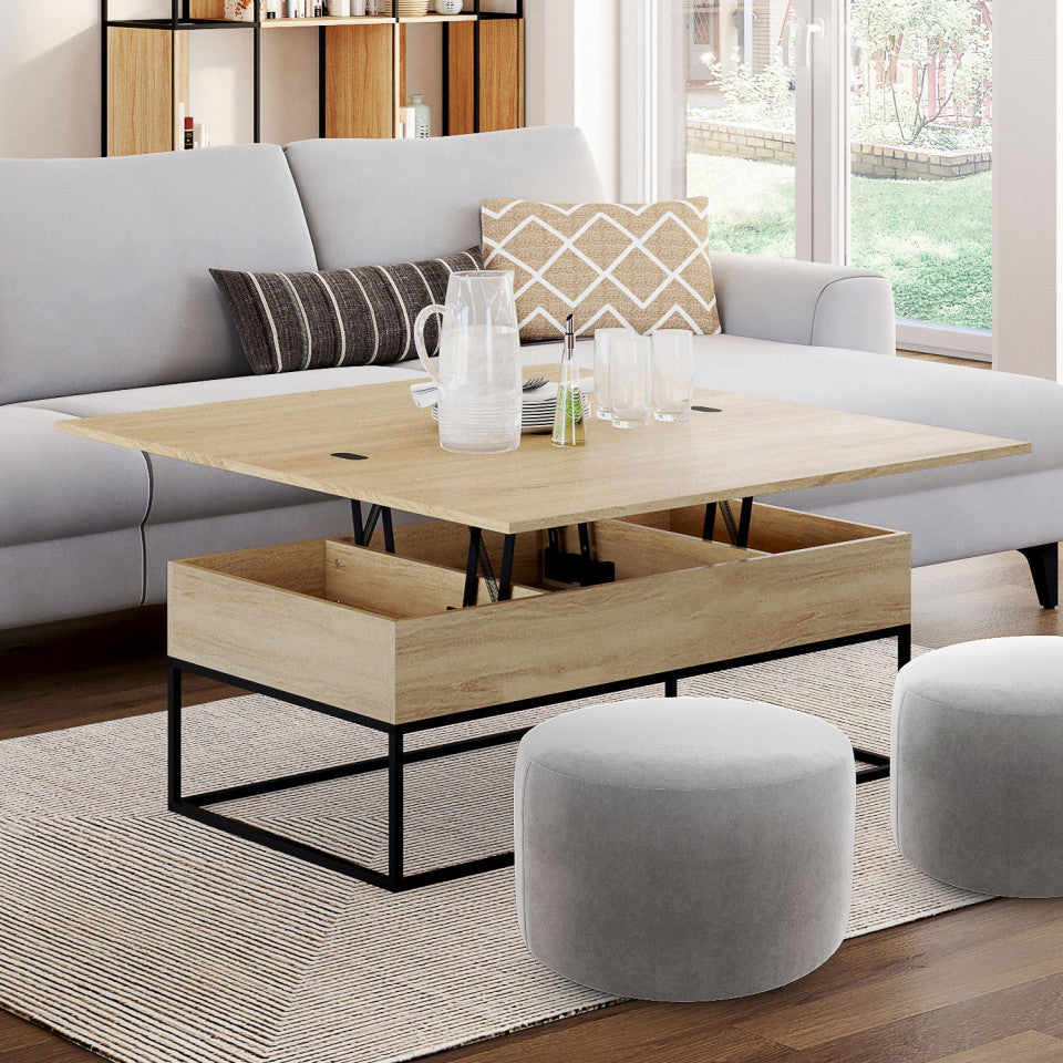 Table basse Memphis avec plateau relevable et dépliant
