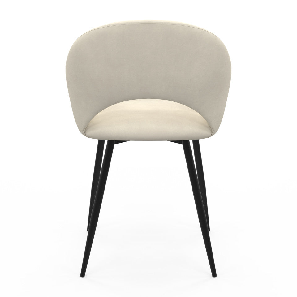 Chaises avec accoudoirs Rebecca en velours crème et pieds métal - lot de 2
