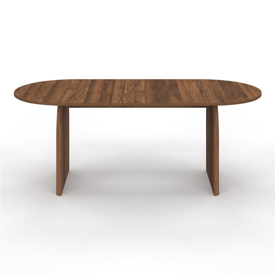 Table repas Japandi plateau extensible 160-200cm effet bois noyer