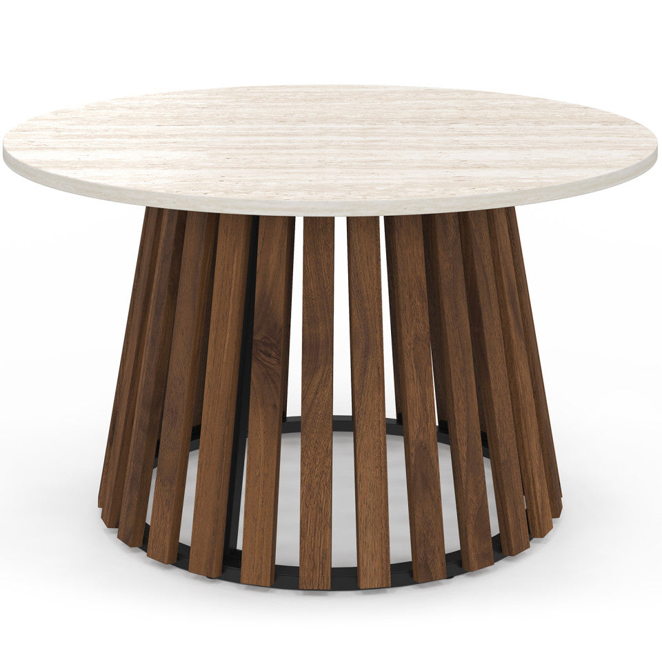 Table basse ronde Camélia effet travertin Ø70cm