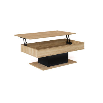 Table basse Tania relevable bois et noir
