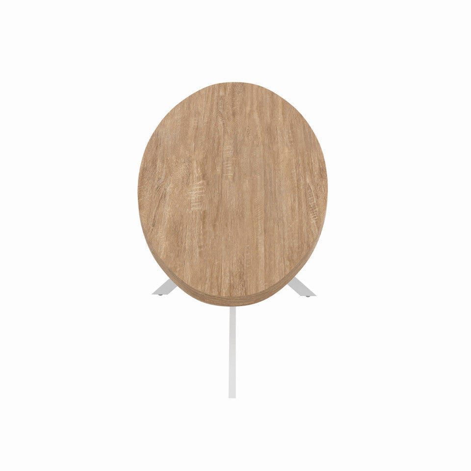 Table repas Céleste plateau ovale bois 200cm et pieds croisés blancs