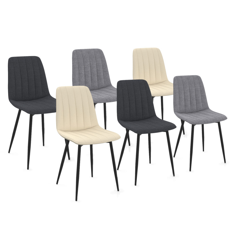 Chaises Fiona en velours mix de couleurs - lot de 6