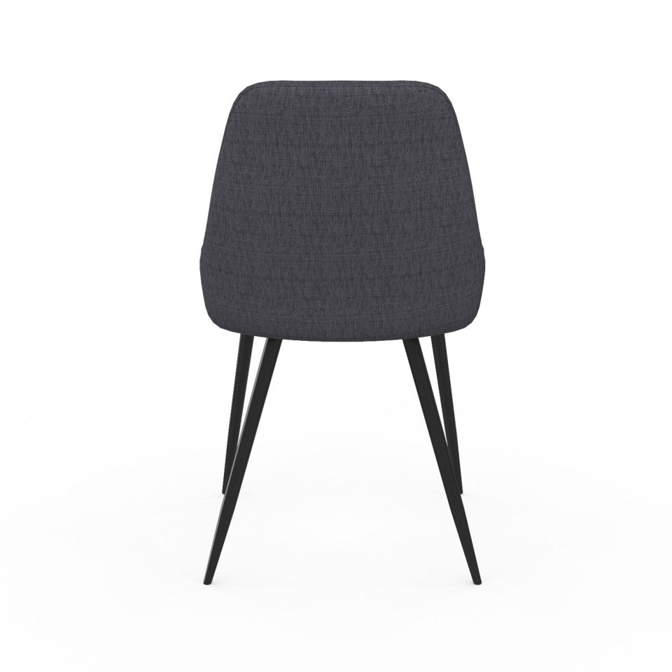Chaises Ornella assise tissu gris foncé et pieds métal noirs - lot de 4