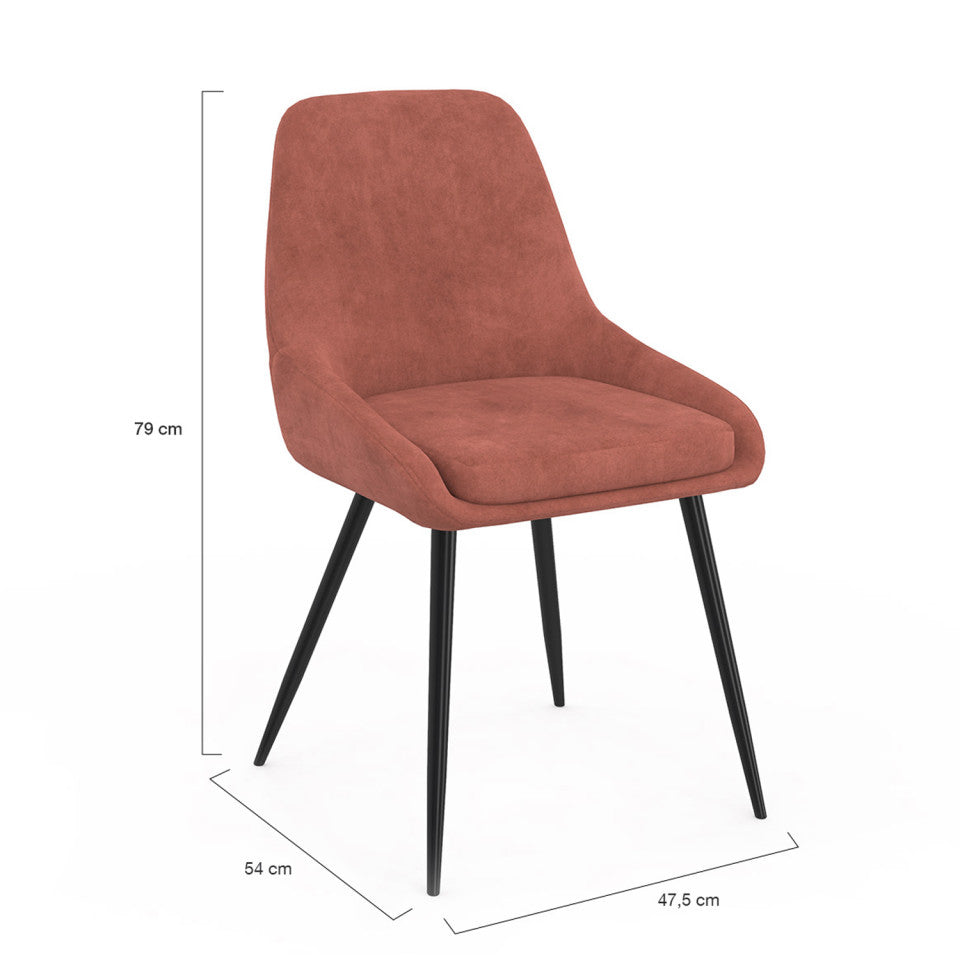 Chaises Olivia assise terracotta pieds métal - lot de 4