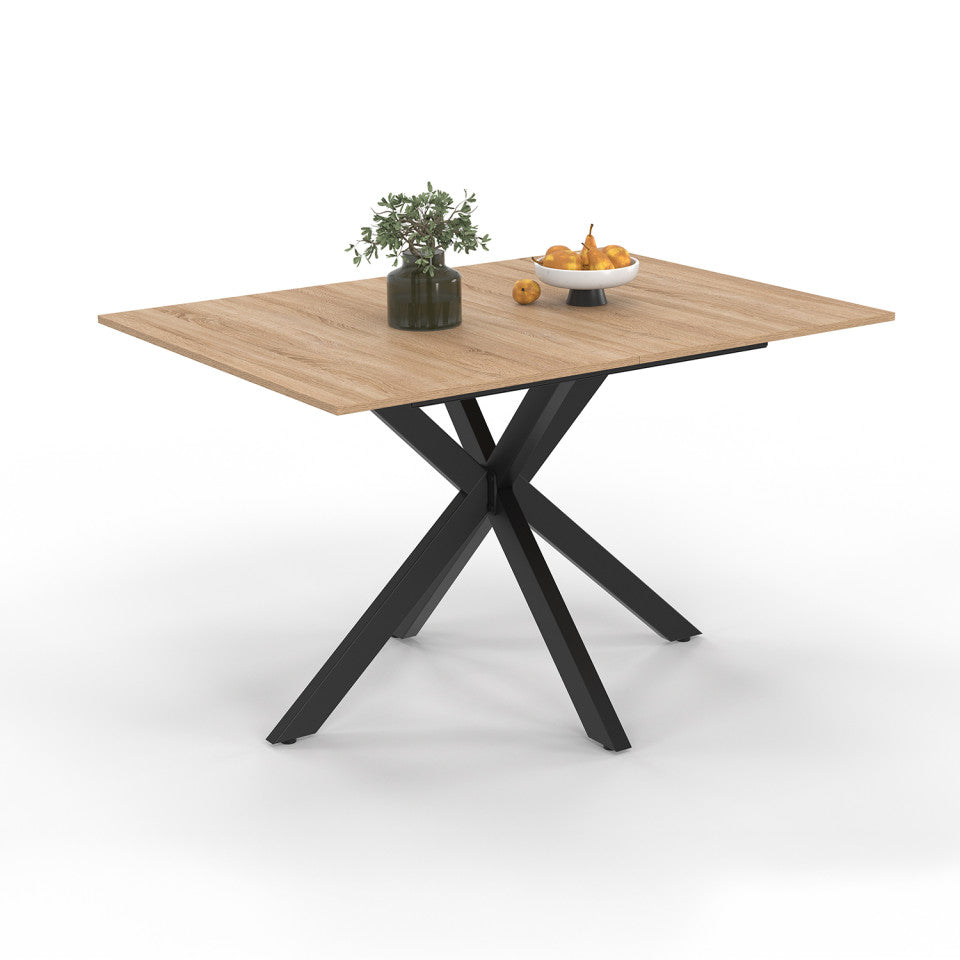 Table repas Spider plateau extensible 120-160cm et pieds croisés noirs