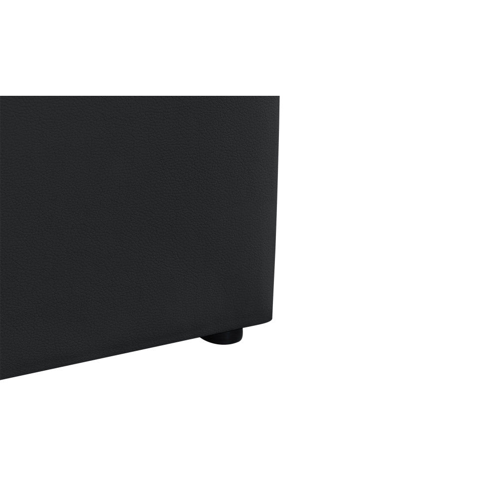 Lit coffre Hanna en PVC noir avec sommier et tête de lit 140x190cm