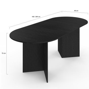 Table à manger extensible Gabin 160-200cm noire