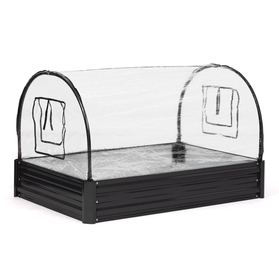 Serre de potager en métal 115cm gris anthracite