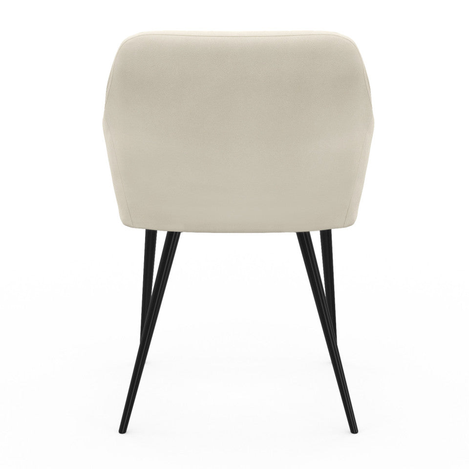 Chaises avec accoudoirs Ariana en velours crème et pieds métal - lot de 2