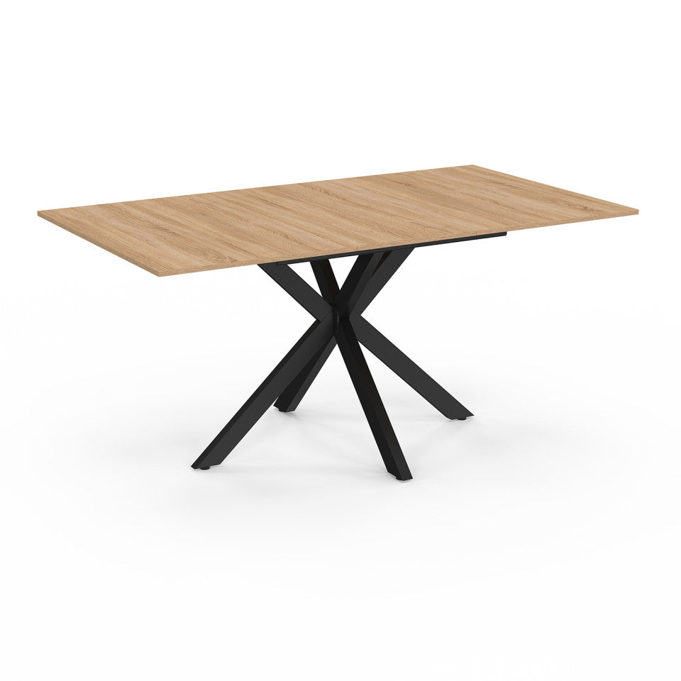 Table repas Spider plateau extensible 120-160cm et pieds croisés noirs
