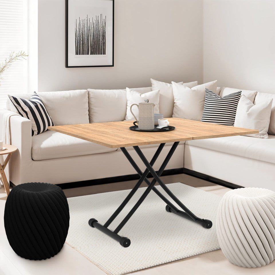 Table repas 2 en 1 Tribeca hauteur ajustable bois et noir