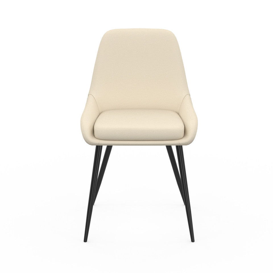 Chaises Ornella assise tissu beige et pieds métal noirs - lot de 2