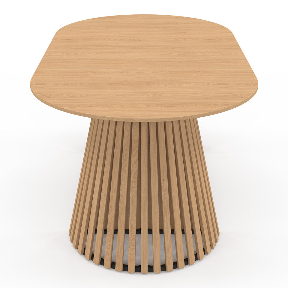 Table à manger ronde extensible Camélia bois et pied lattes Ø110-200cm