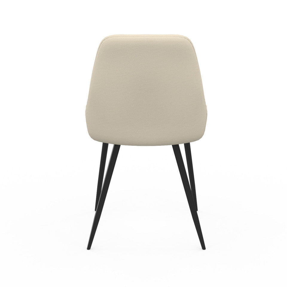 Chaises Ornella assise tissu beige et pieds métal noirs - lot de 2