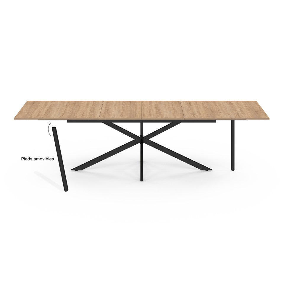 Table à manger extensible Spider 200-300cm bois et noir