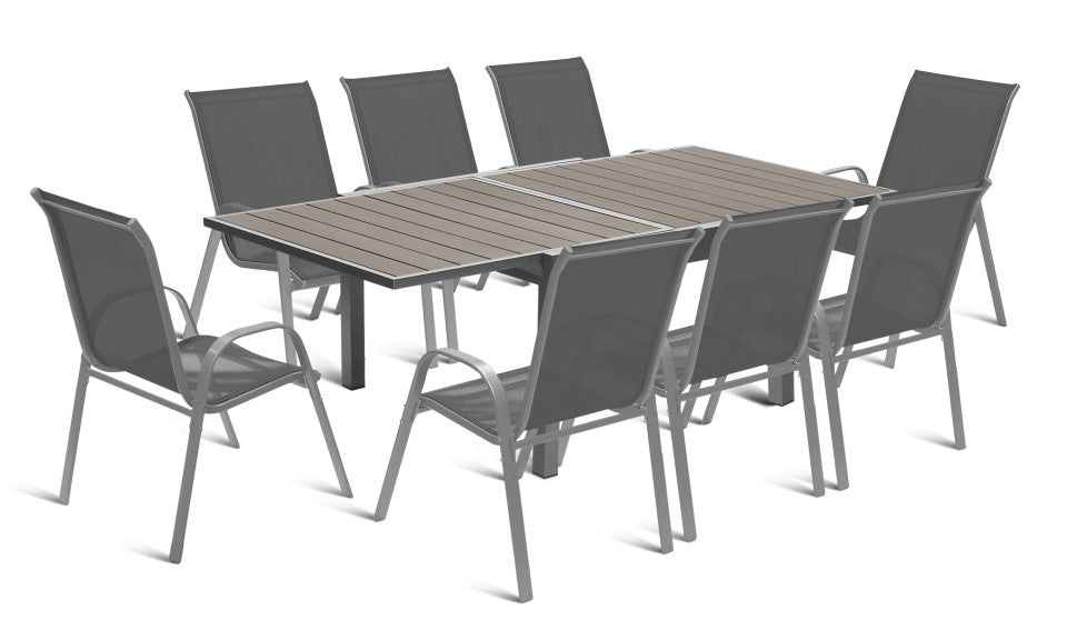 Table de jardin extensible en polywood 90-180cm gris anthracite