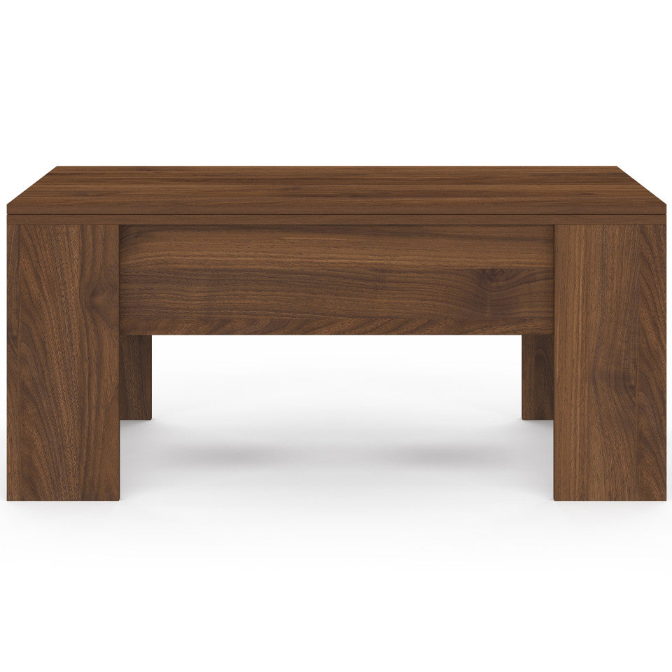 Table basse relevable dépliante effet noyer