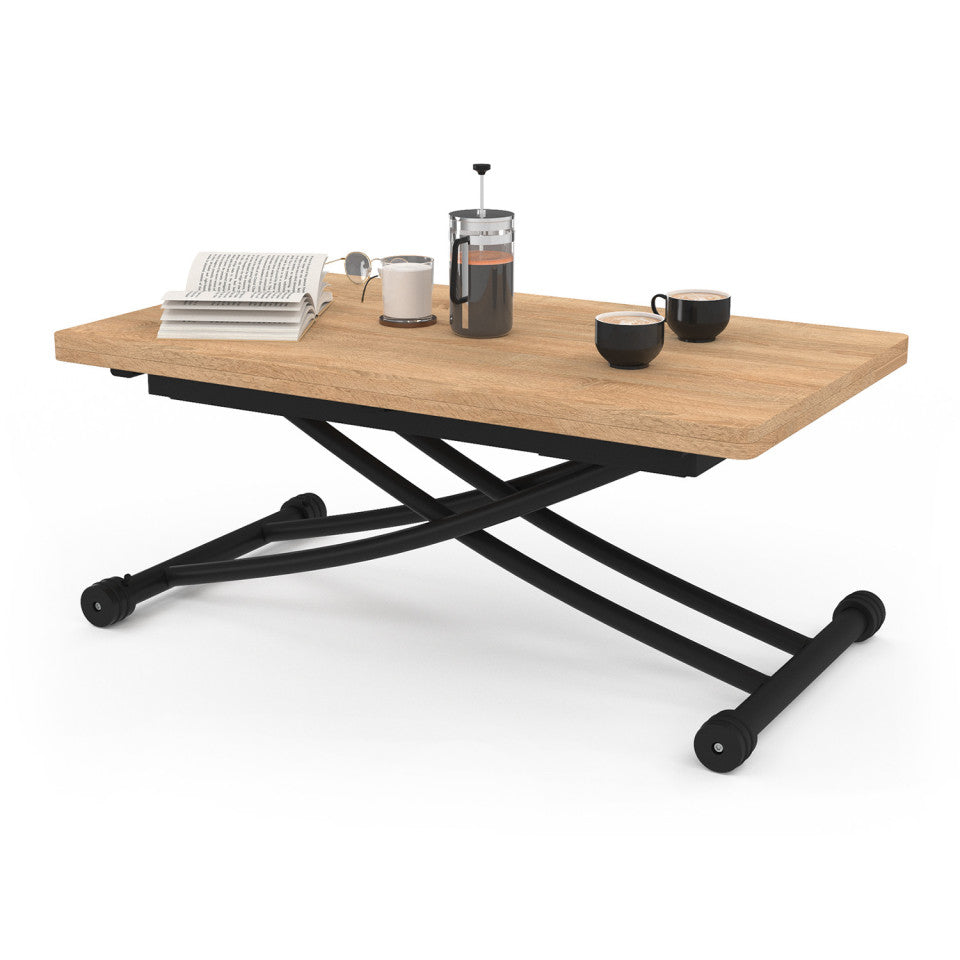 Table repas 2 en 1 Tribeca hauteur ajustable bois et noir