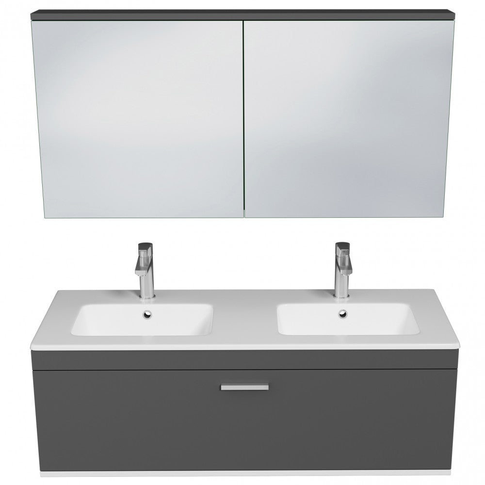 Meuble double vasque Rubite 1 tiroir  120 cm + miroir armoire