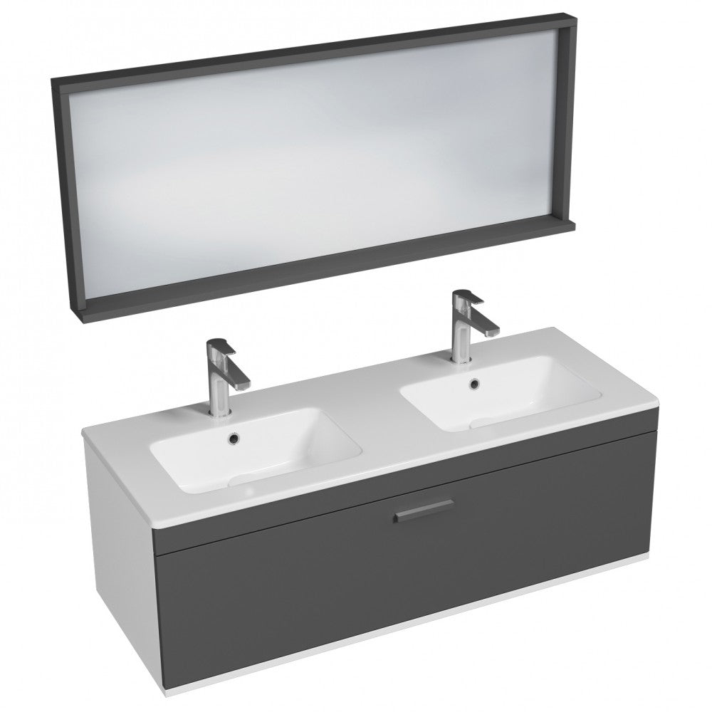 Meuble double vasque Rubite 1 tiroir  120 cm + miroir cadre