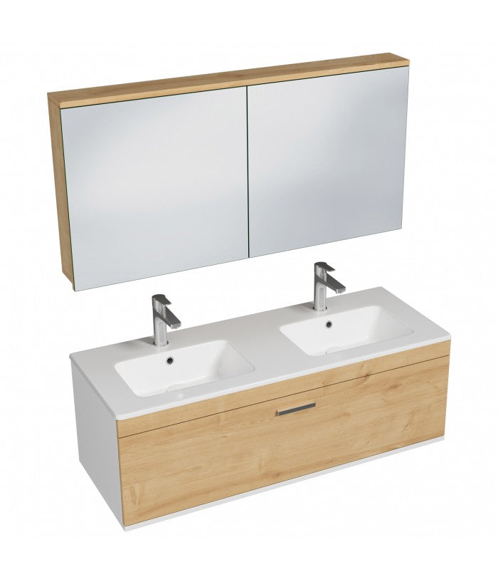 Meuble double vasque Rubite 1 tiroir  120 cm + miroir armoire