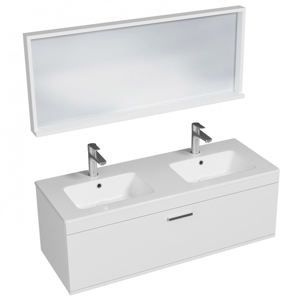 Meuble double vasque Rubite 1 tiroir  120 cm + miroir cadre
