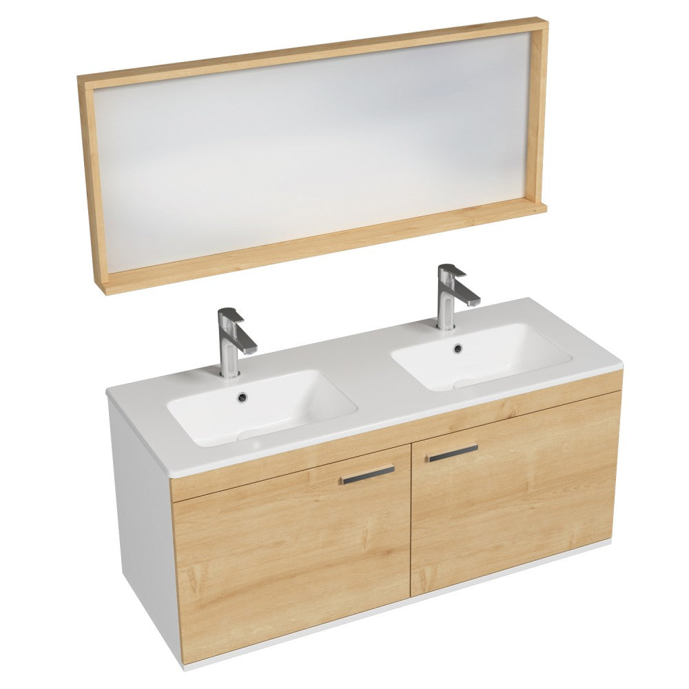 Meuble double vasque Rubite 2 portes 120 cm + miroir cadre