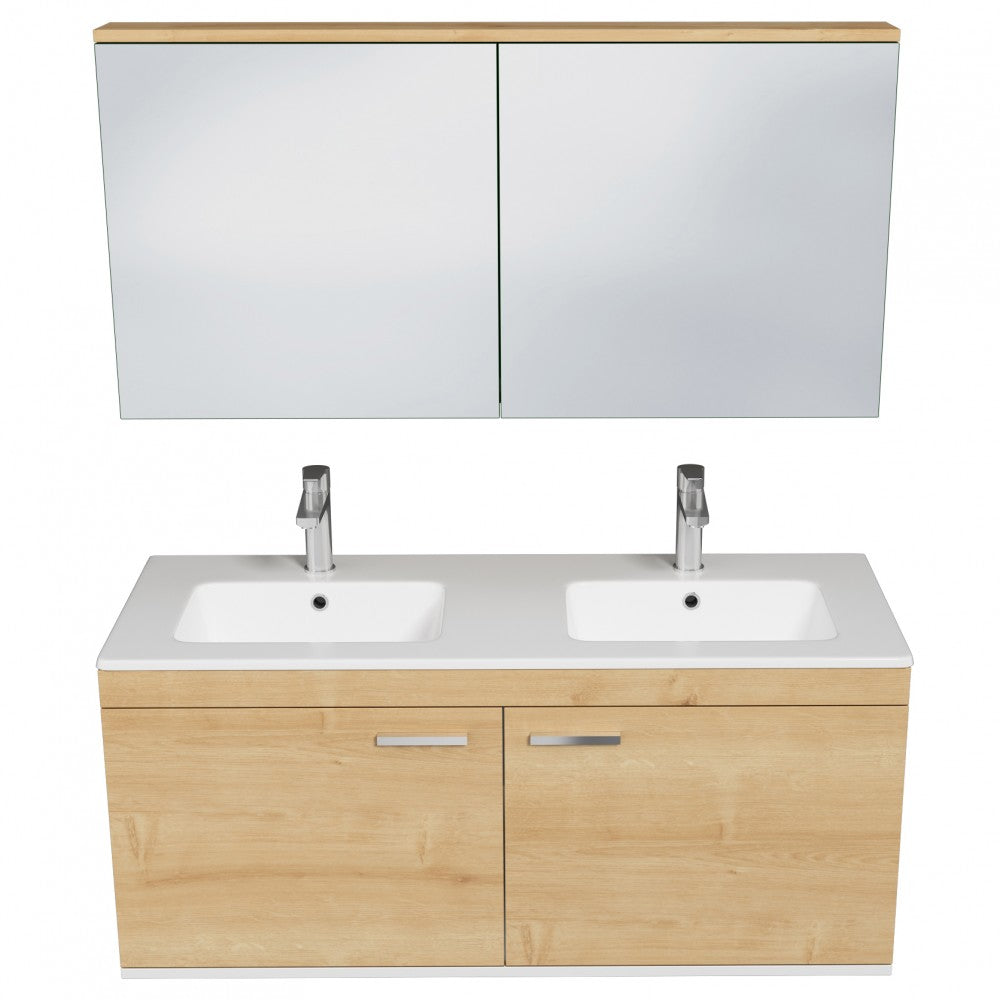 Meuble double vasque Rubite 2 portes 120 cm + miroir armoire