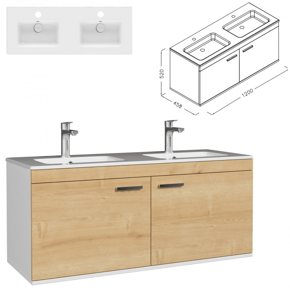 Meuble double vasque Rubite 2 portes 120 cm