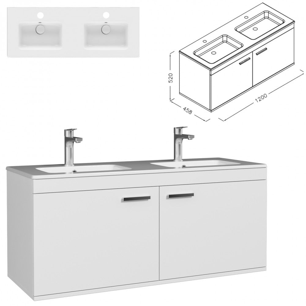 Meuble double vasque Rubite 2 portes 120 cm