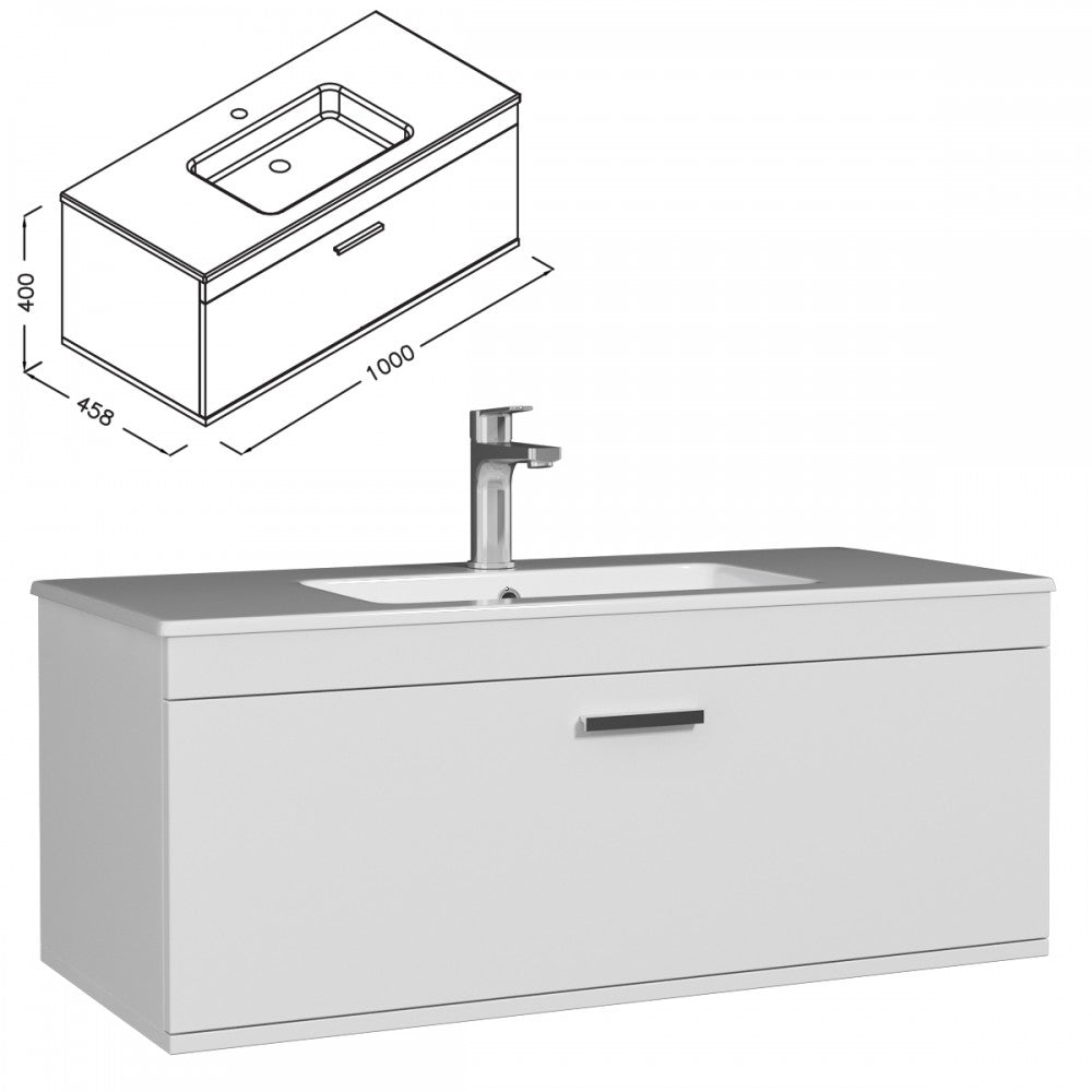 Meuble simple vasque Rubite 1 tiroir 100 cm